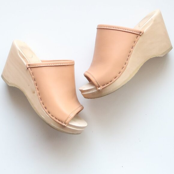 No.6 Store Camel Leather Open Toe Clogs Swedish Minimalist Sandals Clogs Mules 5 - Picture 4 of 16